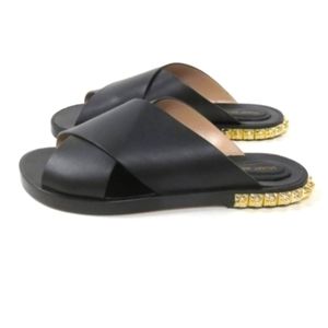 Stuart Weitzman Rockrose black leather sandals